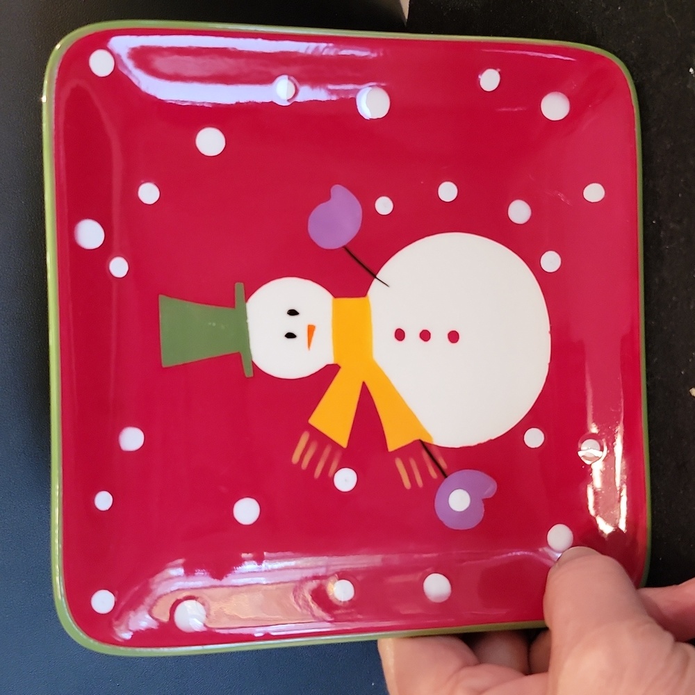 Pier 1 'Snow Ball' Holiday Christmas Appetizer Plate 6"